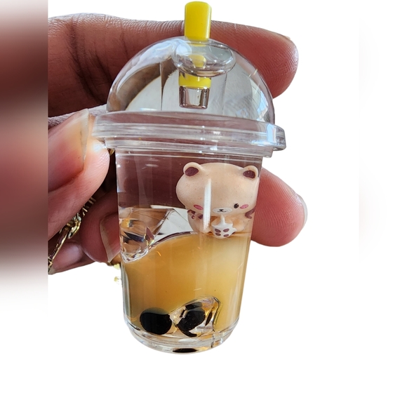 New! BOBA Milk Tea Bear Floating Key Ring - Picture 3 of 3